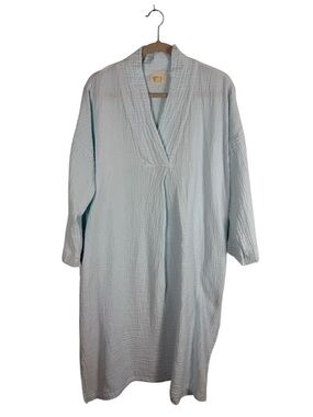 Honest Cotton Long Sleeve Tulum Baby Blue Cotton Gauze Maxi Dress One Size